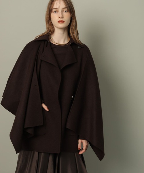 12/10まで値下げ【新品】カデュネ ストール付きリバーコートブラウン Sサイズ ストール付きリバーコート（ダウンジャケット/コート）｜CADUNE