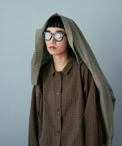 Crisp（クリスプ）の「チェックワイドシャツ（シャツ/ブラウス・レディース・ブラウン/ベージュ・FREE）」の2枚目の写真