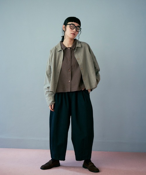 Crisp（クリスプ）の「チェックワイドシャツ（シャツ/ブラウス・レディース・ブラウン/ベージュ・FREE）」の6枚目の写真