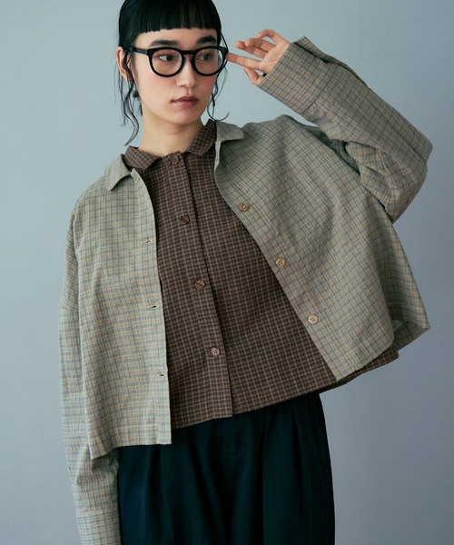 Crisp（クリスプ）の「チェックワイドシャツ（シャツ/ブラウス・レディース・ブラウン/ベージュ・FREE）」の8枚目の写真