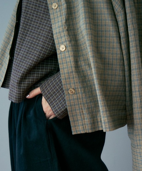 Crisp（クリスプ）の「チェックワイドシャツ（シャツ/ブラウス・レディース・ブラウン/ベージュ・FREE）」の12枚目の写真