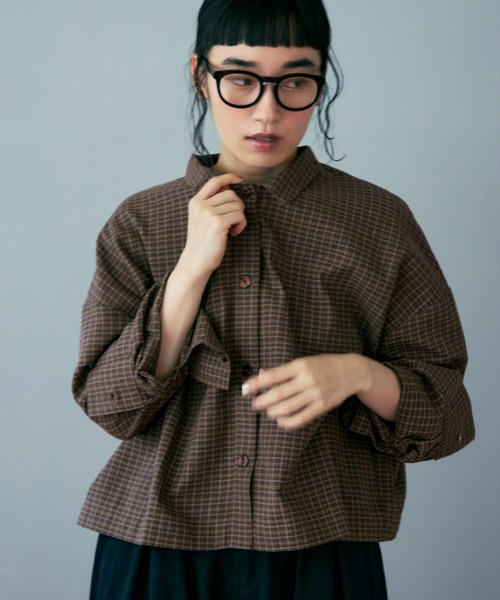 Crisp（クリスプ）の「チェックワイドシャツ（シャツ/ブラウス・レディース・ブラウン/ベージュ・FREE）」の13枚目の写真
