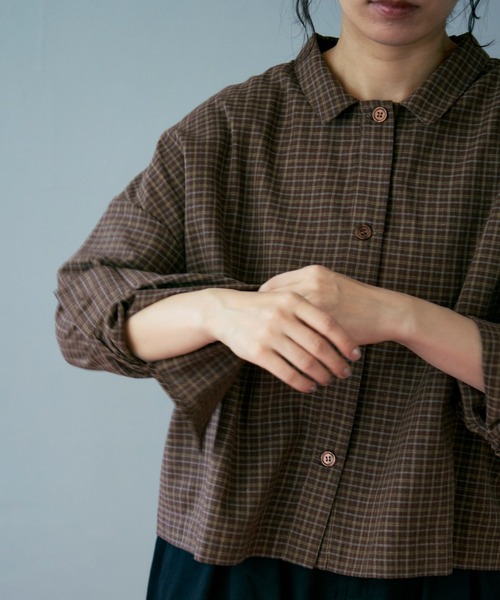 Crisp（クリスプ）の「チェックワイドシャツ（シャツ/ブラウス・レディース・ブラウン/ベージュ・FREE）」の15枚目の写真