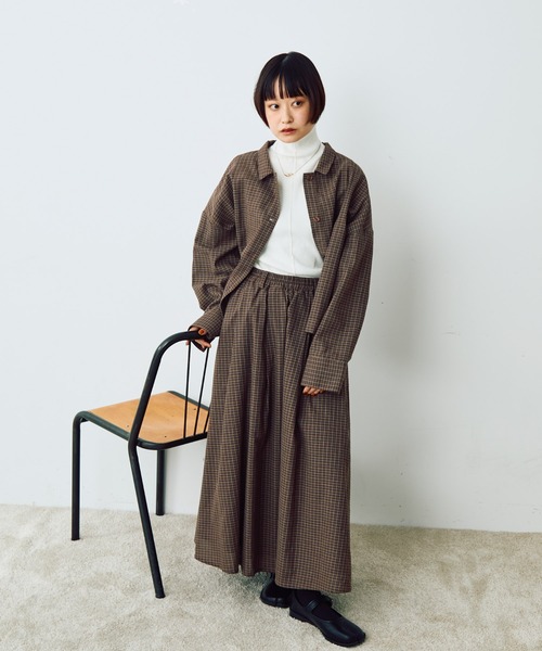 Crisp（クリスプ）の「チェックワイドシャツ（シャツ/ブラウス・レディース・ブラウン/ベージュ・FREE）」の17枚目の写真