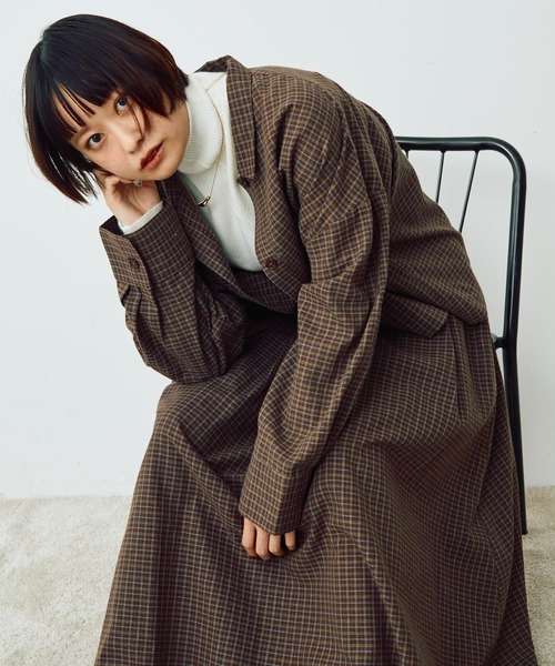 Crisp（クリスプ）の「チェックワイドシャツ（シャツ/ブラウス・レディース・ブラウン/ベージュ・FREE）」の20枚目の写真