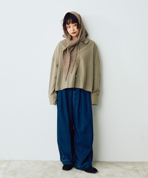 Crisp（クリスプ）の「チェックワイドシャツ（シャツ/ブラウス・レディース・ブラウン/ベージュ・FREE）」の21枚目の写真