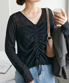 ディスコート新品ギャザーカットソー トップス メランジ胸ギャザープルオーバー（Tシャツ/カットソー）｜DISCOAT