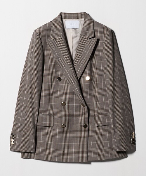 ユナイテッドアローズ ウールブレザージャケットグレンチェック ドゥーズィエム6B 6B ウール ブレザー 25FW（テーラードジャケット）｜UNITED ARROWS
