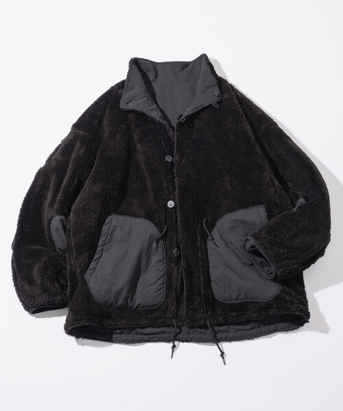 セール】ビッグシルエット スタンドネック リバーシブル ボアブルゾン