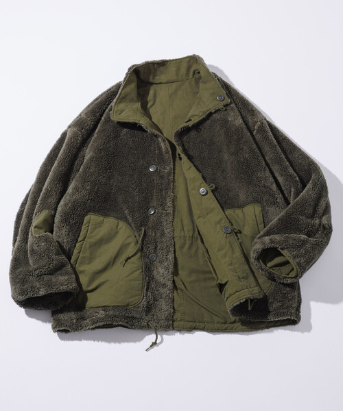 ビッグシルエット スタンドネック リバーシブル ボアブルゾン