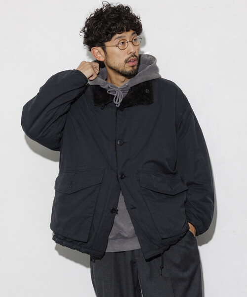 セール】ビッグシルエット スタンドネック リバーシブル ボアブルゾン