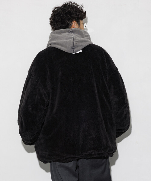 セール】ビッグシルエット スタンドネック リバーシブル ボアブルゾン
