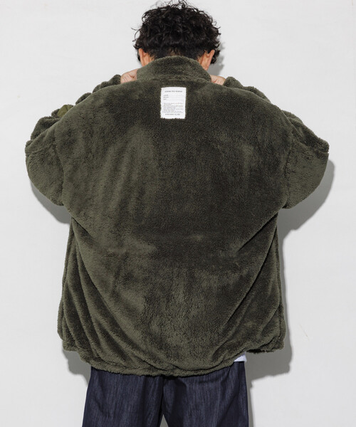 セール】ビッグシルエット スタンドネック リバーシブル ボアブルゾン