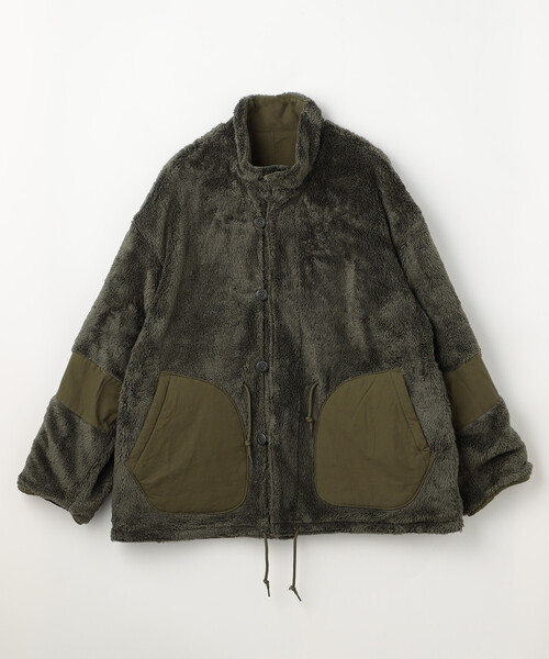 セール】ビッグシルエット スタンドネック リバーシブル ボアブルゾン