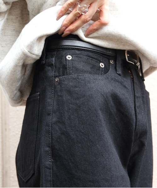 Sanca/サンカ ブラックデニム5Pワイドフィット BLACK DENIM 5P WIDE