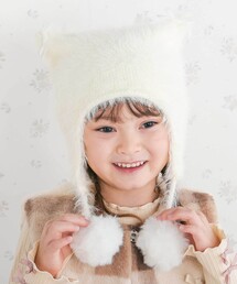 SLAP SLIP（スラップスリップ）の「リボン付きネコ耳ニット帽(48~55cm)（ニットキャップ/ビーニー）」