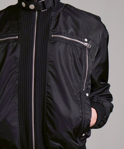 Chikashitsu +(チカシツプラス)の「【Chikashitsu +】zip up design bomber blouson / 【チカシツプラス】ジップアップデザインボンバーブルゾン(MA-1・メンズ・ブラック・S/L)」の12枚目の写真