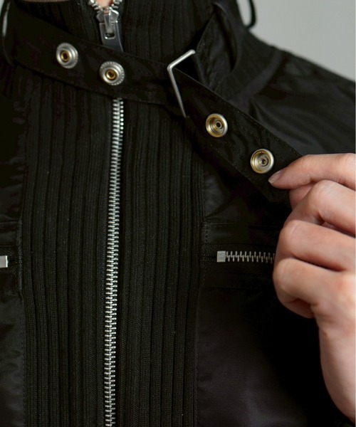 Chikashitsu +(チカシツプラス)の「【Chikashitsu +】zip up design bomber blouson / 【チカシツプラス】ジップアップデザインボンバーブルゾン(MA-1・メンズ・ブラック・S/L)」の13枚目の写真