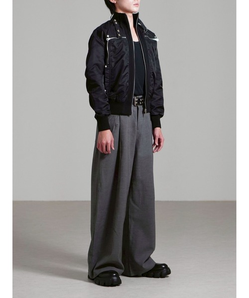 Chikashitsu +(チカシツプラス)の「【Chikashitsu +】zip up design bomber blouson / 【チカシツプラス】ジップアップデザインボンバーブルゾン(MA-1・メンズ・ブラック・S/L)」の21枚目の写真