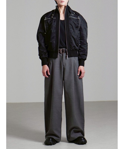 Chikashitsu +(チカシツプラス)の「【Chikashitsu +】zip up design bomber blouson / 【チカシツプラス】ジップアップデザインボンバーブルゾン(MA-1・メンズ・ブラック・S/L)」の20枚目の写真