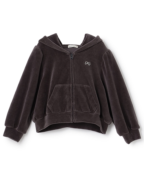 セール】【もっちりベロア】【セットアップ可】ギャザースリーブジップ