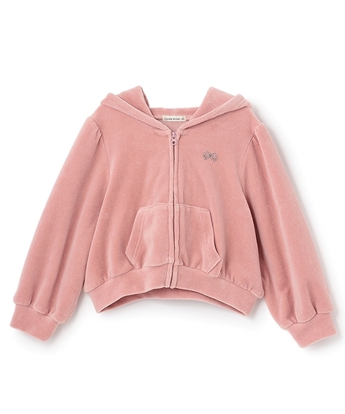 Lycee mine(リセマイン)の「【もっちりベロア】【セットアップ可】ギャザースリーブジップパーカ(パーカー・キッズ・ベージュ/ブラック/ピンク/エメラルド/チャコール・130cm/100cm/150cm/120cm/110cm/140cm)」の11枚目の写真