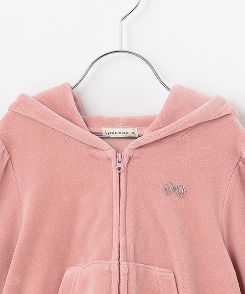 Lycee mine(リセマイン)の「【もっちりベロア】【セットアップ可】ギャザースリーブジップパーカ(パーカー・キッズ・ベージュ/ブラック/ピンク/エメラルド/チャコール・130cm/100cm/150cm/120cm/110cm/140cm)」の13枚目の写真