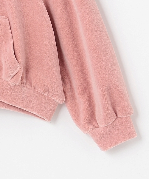 Lycee mine(リセマイン)の「【もっちりベロア】【セットアップ可】ギャザースリーブジップパーカ(パーカー・キッズ・ベージュ/ブラック/ピンク/エメラルド/チャコール・130cm/100cm/150cm/120cm/110cm/140cm)」の16枚目の写真