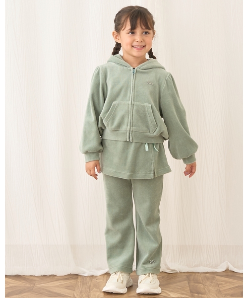 セール】【もっちりベロア】【セットアップ可】ギャザースリーブジップ