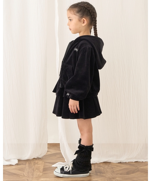 Lycee mine(リセマイン)の「【もっちりベロア】【セットアップ可】ギャザースリーブジップパーカ(パーカー・キッズ・ベージュ/ブラック/ピンク/エメラルド/チャコール・130cm/100cm/150cm/120cm/110cm/140cm)」の6枚目の写真