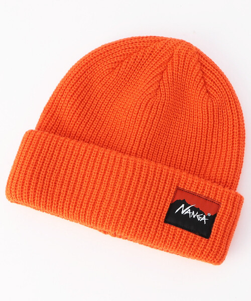 NANGA(ナンガ)の「NANGA/ナンガ BOX LOGO BULKY BEANIE ボックスロゴビーニー(ニットキャップ/ビーニー・メンズ・ブラック/ベージュ/オレンジ/グレー・ONE SIZE)」の4枚目の写真