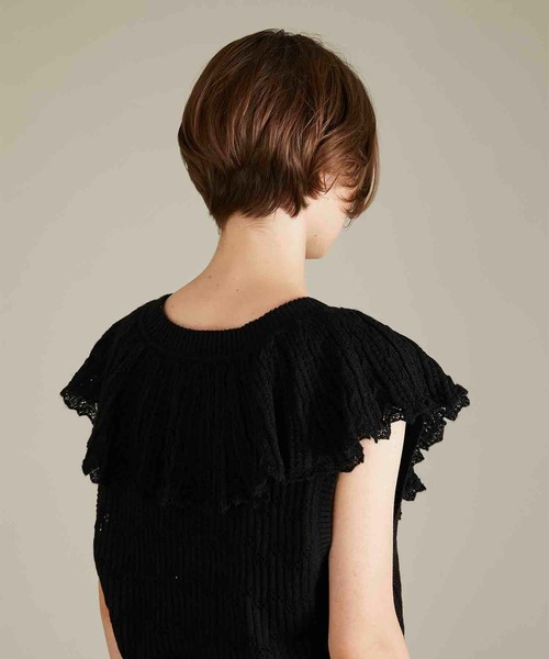 crinkle crinkle crinkle（クリンクルクリンクルクリンクル）の「【crinkle crinkle crinkle】baby alpaca sheer frill vest/ベビーアルカパシアーフリルベスト（ニット/セーター・レディース・ブラック・FREE）」の7枚目の写真