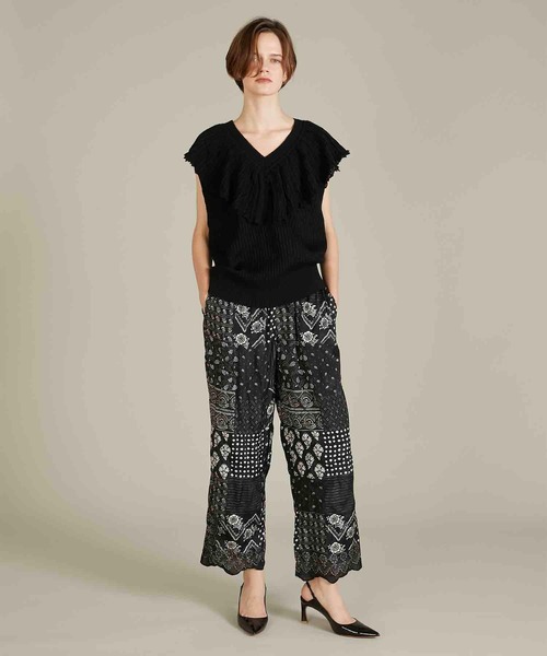 crinkle crinkle crinkle（クリンクルクリンクルクリンクル）の「【crinkle crinkle crinkle】baby alpaca sheer frill vest/ベビーアルカパシアーフリルベスト（ニット/セーター・レディース・ブラック・FREE）」の3枚目の写真