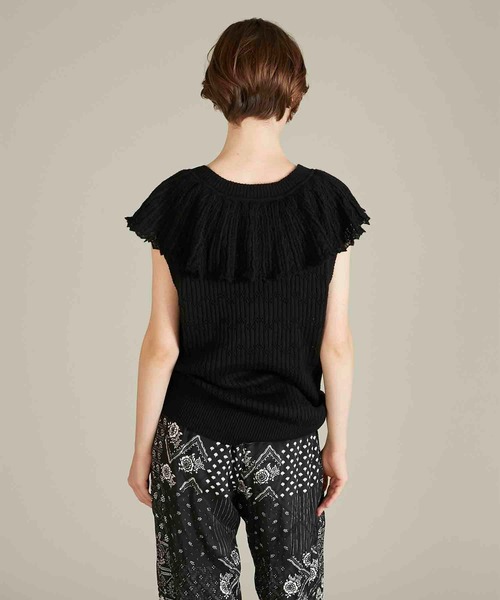 crinkle crinkle crinkle（クリンクルクリンクルクリンクル）の「【crinkle crinkle crinkle】baby alpaca sheer frill vest/ベビーアルカパシアーフリルベスト（ニット/セーター・レディース・ブラック・FREE）」の5枚目の写真