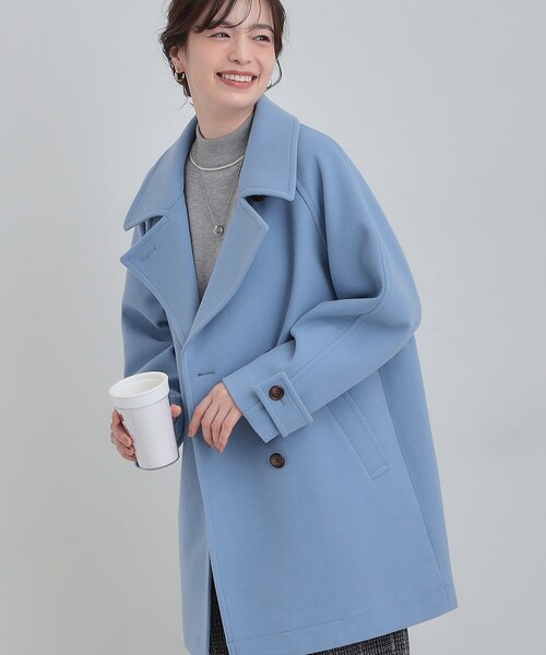 DRESKIP（ドレスキップ）の「【2WAY】こなれきれい ウール調コクーンコート（チェスターコート・レディース・ブルー系その他/チャコールグレー/グレー/ライトベージュ・03/02/01/04）」の4枚目の写真