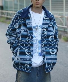 セール】RUG PATTERN KNIT JACKET（ノーカラージャケット
