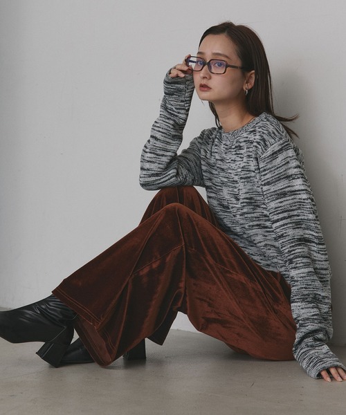 ad thie(アドティエ)の「ベロア イージーロングパンツ(その他パンツ・レディース・ダークブラウン/ブラック/チャコール・FREE)」の1枚目の写真