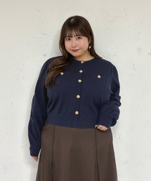 【大きいサイズ】ゴールドボタンカーディガン