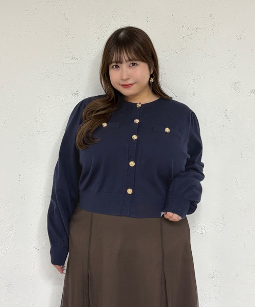 Louiosy（ルオシー）の「【大きいサイズ】ゴールドボタンカーディガン