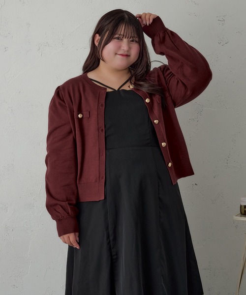 Louiosy(ルオシー)の「【大きいサイズ】ゴールドボタンカーディガン(カーディガン/ボレロ・レディース・ボルドー/ネイビー/ブラック・4L/X-LARGE/3L)」の22枚目の写真