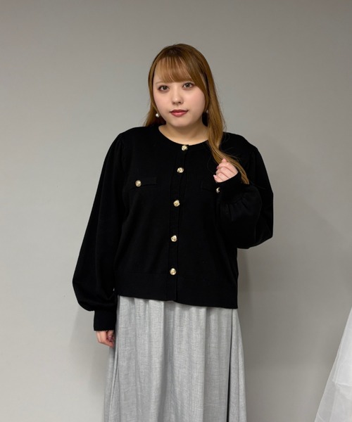 Louiosy(ルオシー)の「【大きいサイズ】ゴールドボタンカーディガン(カーディガン/ボレロ・レディース・ボルドー/ネイビー/ブラック・4L/X-LARGE/3L)」の6枚目の写真