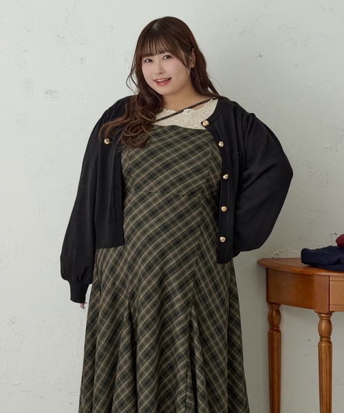Louiosy(ルオシー)の「【大きいサイズ】ゴールドボタンカーディガン(カーディガン/ボレロ・レディース・ボルドー/ネイビー/ブラック・4L/X-LARGE/3L)」の7枚目の写真