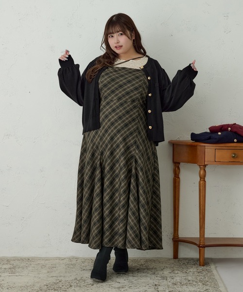 Louiosy(ルオシー)の「【大きいサイズ】ゴールドボタンカーディガン(カーディガン/ボレロ・レディース・ボルドー/ネイビー/ブラック・4L/X-LARGE/3L)」の9枚目の写真