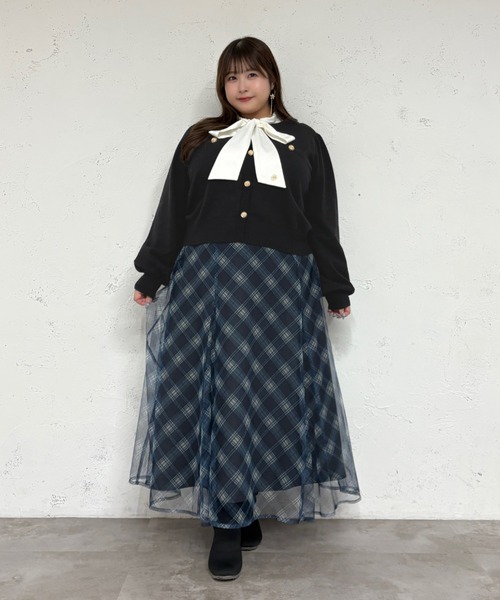 Louiosy（ルオシー）の「【大きいサイズ】ゴールドボタンカーディガン