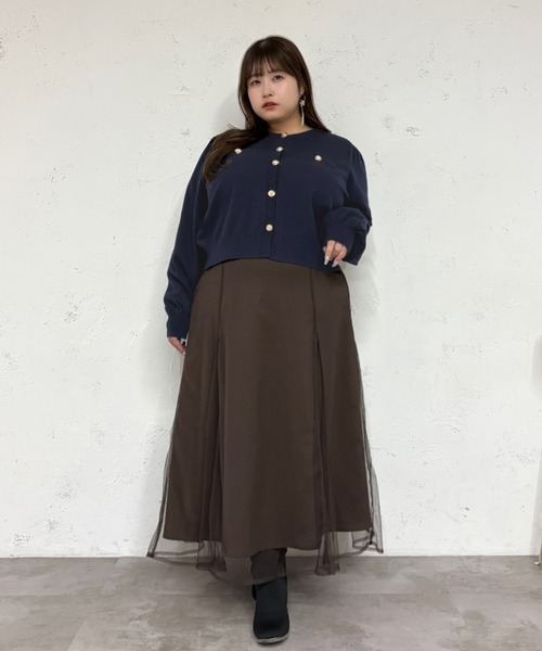 Louiosy(ルオシー)の「【大きいサイズ】ゴールドボタンカーディガン(カーディガン/ボレロ・レディース・ボルドー/ネイビー/ブラック・4L/X-LARGE/3L)」の11枚目の写真