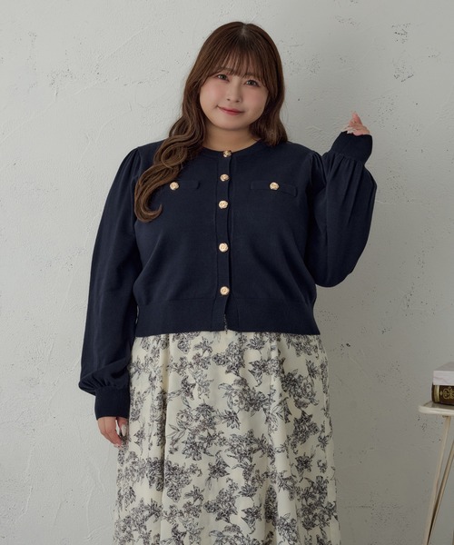 Louiosy(ルオシー)の「【大きいサイズ】ゴールドボタンカーディガン(カーディガン/ボレロ・レディース・ボルドー/ネイビー/ブラック・4L/X-LARGE/3L)」の12枚目の写真