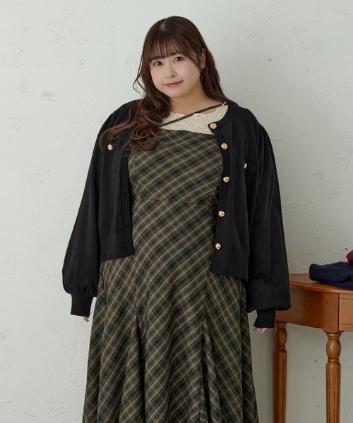 Louiosy(ルオシー)の「【大きいサイズ】ゴールドボタンカーディガン(カーディガン/ボレロ・レディース・ボルドー/ネイビー/ブラック・4L/X-LARGE/3L)」の5枚目の写真