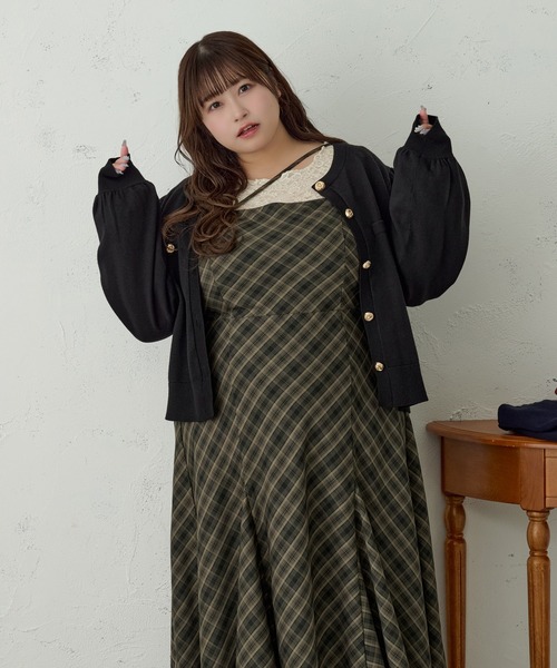 Louiosy(ルオシー)の「【大きいサイズ】ゴールドボタンカーディガン(カーディガン/ボレロ・レディース・ボルドー/ネイビー/ブラック・4L/X-LARGE/3L)」の8枚目の写真