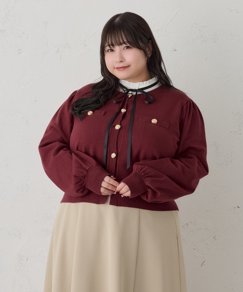 Louiosy(ルオシー)の「【大きいサイズ】ゴールドボタンカーディガン(カーディガン/ボレロ・レディース・ボルドー/ネイビー/ブラック・4L/X-LARGE/3L)」の13枚目の写真