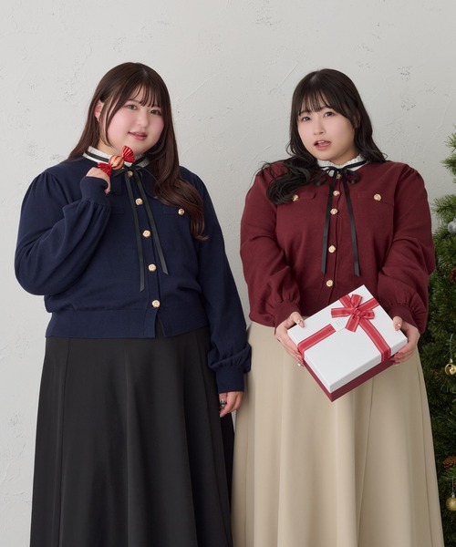 Louiosy(ルオシー)の「【大きいサイズ】ゴールドボタンカーディガン(カーディガン/ボレロ・レディース・ボルドー/ネイビー/ブラック・4L/X-LARGE/3L)」の18枚目の写真
